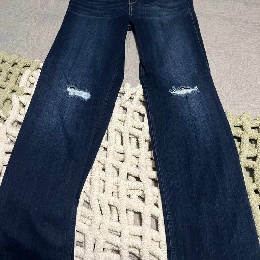 Hollister Dark Blue Distressed Flare Jeans